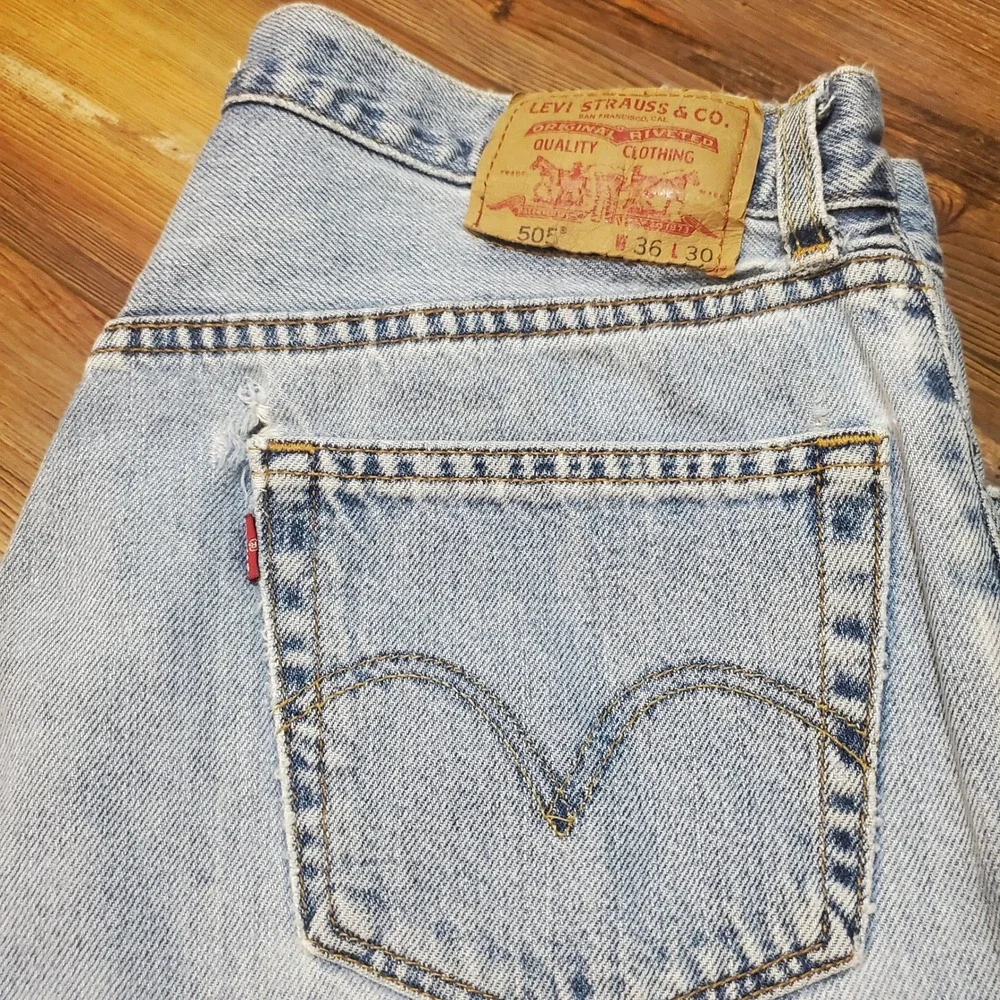 Levi 505 Regular Fit Jeans Bundle Lot Mens 36x30 Vintage Distressed Light Wash